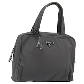 PRADA Hand Bag Nylon Gray Silver