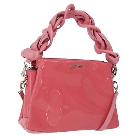 Miu Miu Bolso de mano de piel charol 2way Rosa Plata
