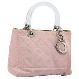 Christian Dior Canage Hand Bag Nylon 2way Pink Silver