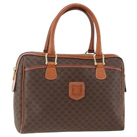 Céline CELINE Macadam Canvas Hand Bag PVC Leather Brown Gold