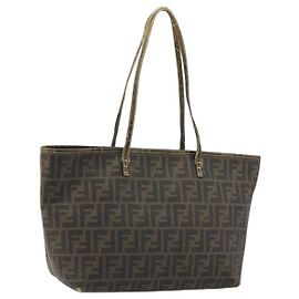FENDI Zucca Canvas Tote Bag PVC Schwarz Braun