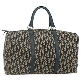 Christian Dior Trotter Canvas Hand Bag Navy Silver