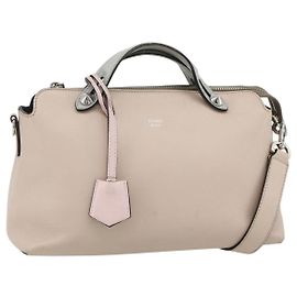 FENDI By The Way Shoulder Bag Leather 2way Beige Silver