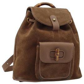 GUCCI Bamboo Rucksack Wildleder Braun Gold 003 1705 0030