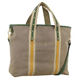 PRADA Tote Bag Canvas 2way Beige Gold - Prada