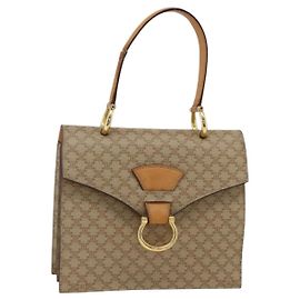 Céline CELINE Macadam Canvas Hand Bag PVC Beige Gold