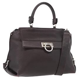 Salvatore Ferragamo Gancini Sofia Bag Leather 2way Bordeaux Silver