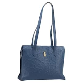 SAINT LAURENT Tote Bag Leather Blue Gold - Saint Laurent