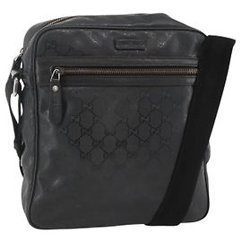 GUCCI GG Implementation Shoulder Bag PVC Black Silver 201448