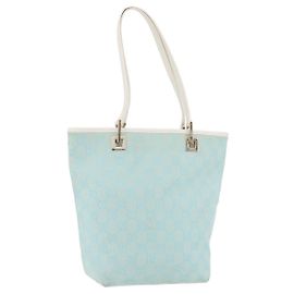 GUCCI GG Canvas Tote Bag Light Blue Gold 002 1099
