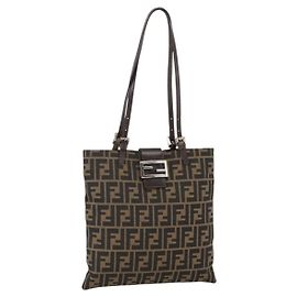 FENDI Zucca Canvas Tote Bag Black Brown