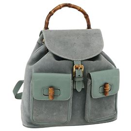 GUCCI Mochila Bamboo Gamuza Verde Oro 003 2058 0016