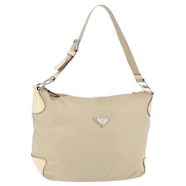 PRADA Shoulder Bag Nylon Beige Silver