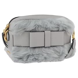Miu Miu Shoulder Bag Fur Gray Gold