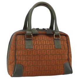 FENDI Zucchino Canvas Hand Bag Brown