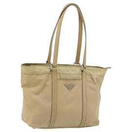 PRADA Tote Bag Nylon Beige Silver