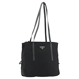 PRADA Tote Bag Nylon Black Silver