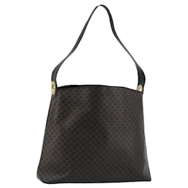 CELINE Macadam Canvas Schultertasche PVC Leder Schwarz Gold - Céline
