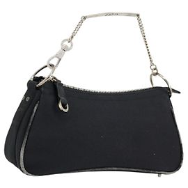 Christian Dior Hand Bag Canvas Black