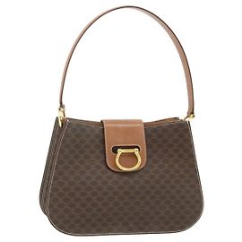 Céline CELINE Macadam Canvas Shoulder Bag PVC Leather Brown Gold