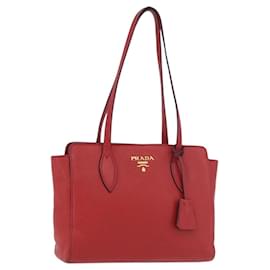 PRADA Vittero Tote Bag Leather Red Gold - Prada