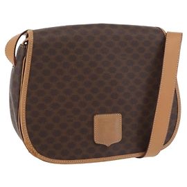 Céline CELINE Macadam Canvas Shoulder Bag PVC Leather Brown Gold