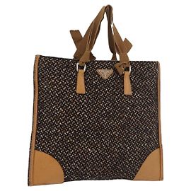 PRADA Handtasche Canvas Braun Silber