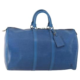 LOUIS VUITTON Epi Keepall 45 Boston Bag Blue M42975 LV