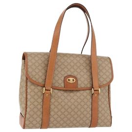 Céline CELINE Macadam Canvas Hand Bag PVC Beige Gold