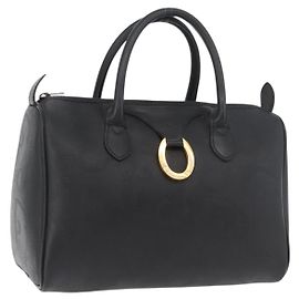 Christian Dior Trotter Canvas Mini Boston Bag PVC Black Gold