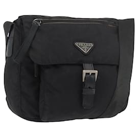 PRADA Shoulder Bag Nylon Black Silver