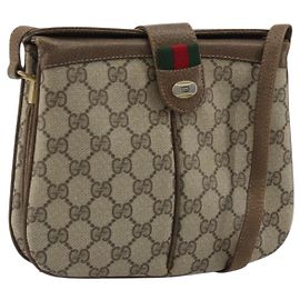 GUCCI GG Supreme Web Sherry Line Bag PVC Beige Gold 10 02 037