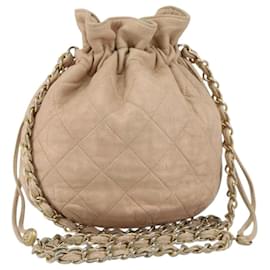 CHANEL Matelasse Chain Shoulder Bag Lamb Skin Pink Gold CC