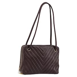 CHANEL V stitch Shoulder Bag Lamb Skin Brown Gold CC