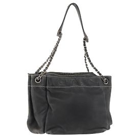 CHANEL Chain Shoulder Bag Lamb Skin Black CC