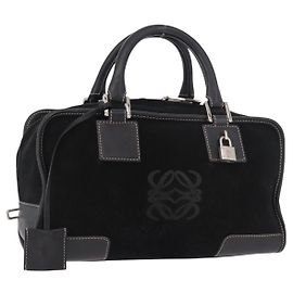 LOEWE Anagram Americana 28 Handtasche aus Wildleder Schwarz Silber