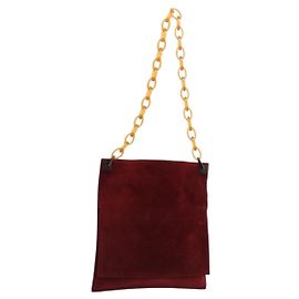 FENDI Sac à épaule avec chaîne en plastique en daim rouge
