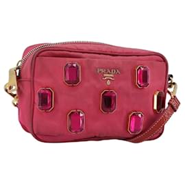 PRADA Shoulder Bag Nylon Pink Gold