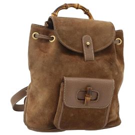GUCCI Bamboo Backpack Suede Brown Gold 003 3444 0030