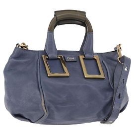Chloé Chloe Etel Sac à Main Cuir 2way Navy Gold