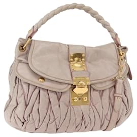 Miu Miu Matelasse Shoulder Bag Leather 2way Beige Gold