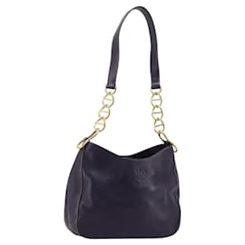 PRADA Chain Shoulder Bag Leather Purple Gold