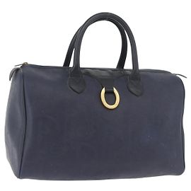 Christian Dior Trotter Canvas Hand Bag Navy Gold