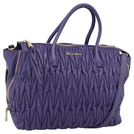 Miu Miu Hand Bag Leather 2way Purple Gold