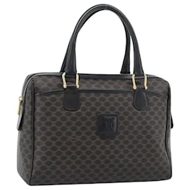 Céline CELINE Macadam Canvas Boston Bag PVC Leather Black Gold