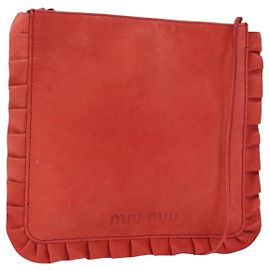 Miu Miu Shoulder Bag Leather Red Silver