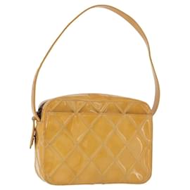 CHANEL Bicolore Shoulder Bag Patent leather Yellow CC