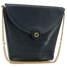 Tiffany & Co TIFFANY&Co. Chain Shoulder Bag Leather Navy Gold