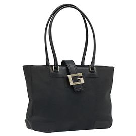 GUCCI Tote Bag Canvas Schwarz Gold 002 1109