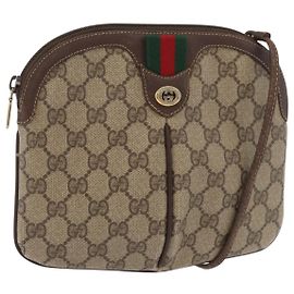 GUCCI GG Supreme Web Sherry Line Shoulder Bag PVC Beige 904 02 047